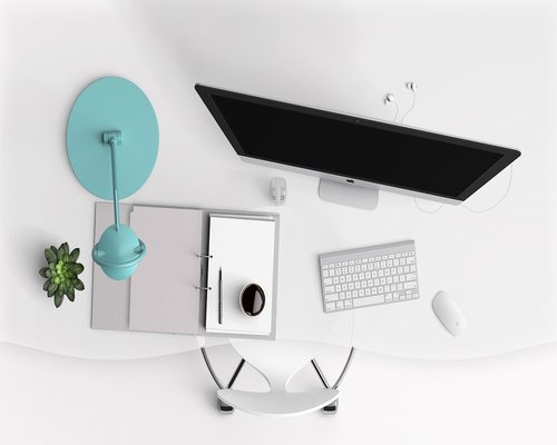A neat desk showing editorial working space